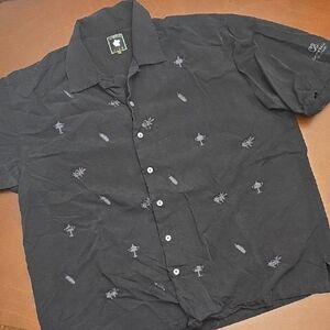 AUREUS Black Embroidered Men's Shirt Silk Sz xxl